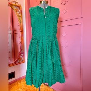 J Crew Green Eyelet Cotton Sundress